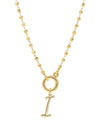 Script Initial Carabiner Short Necklace in gold.