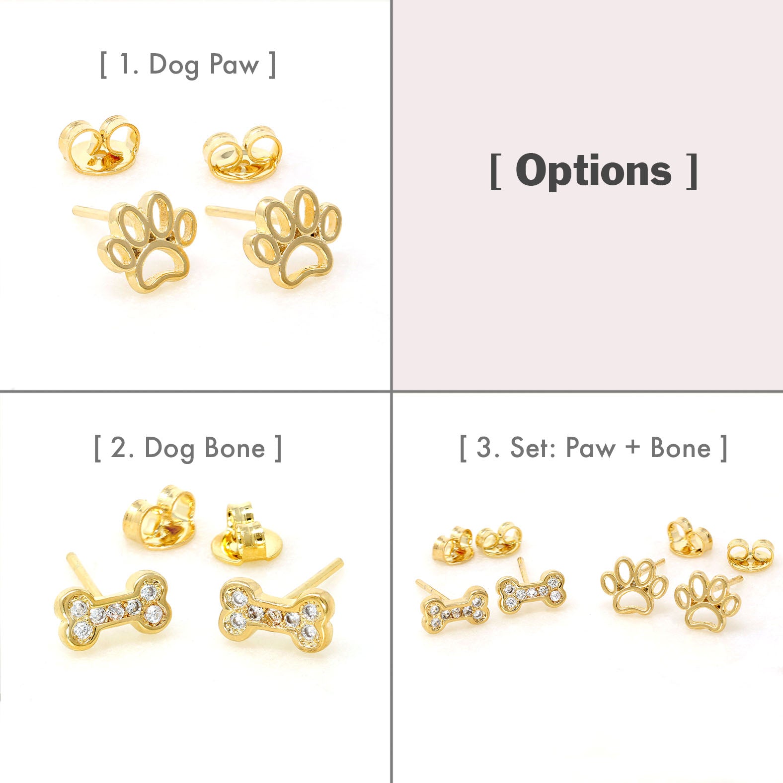 Gold Filled Dog Paw Bone Earrings