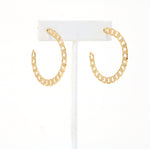 Gold Filled Cuban Chain Hoop Earrings