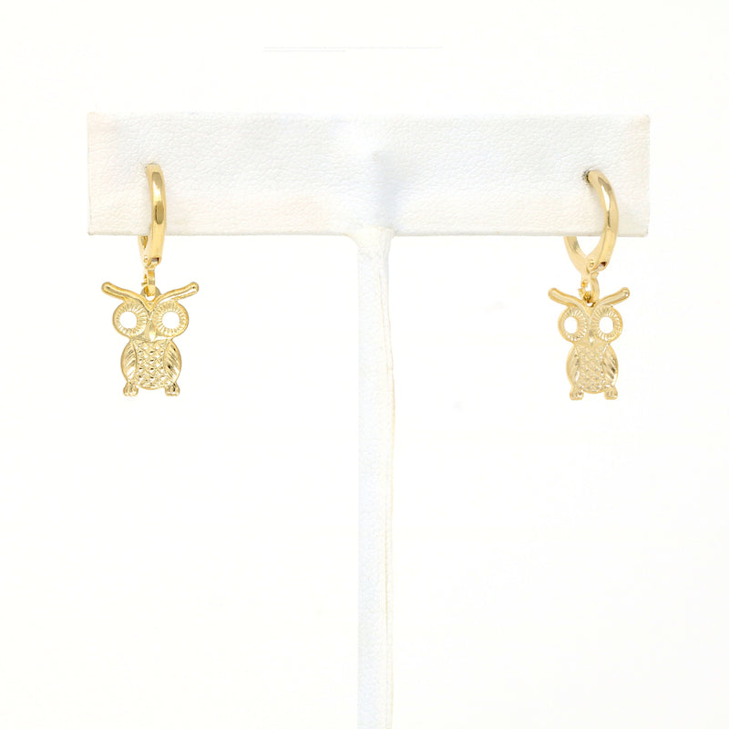 Gold Filled Owl Huggie Earrings