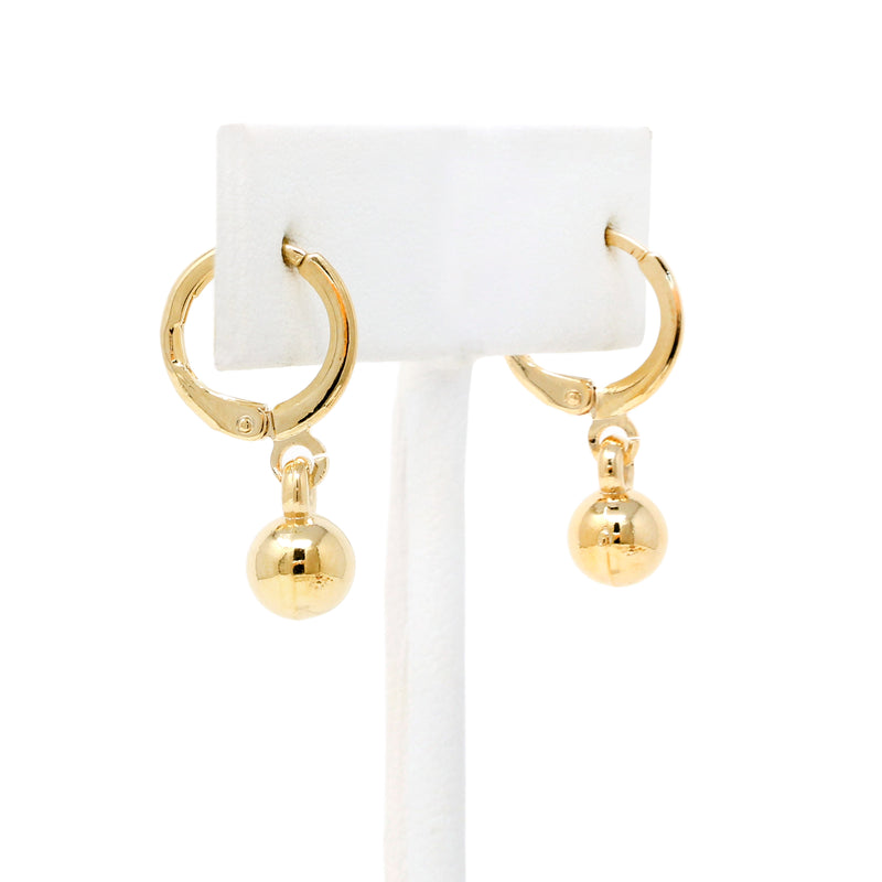Gold Filled Ball Drop Huggie Earrings