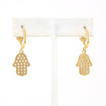 Gold Filled Crystal Hamsa Huggie Earrings