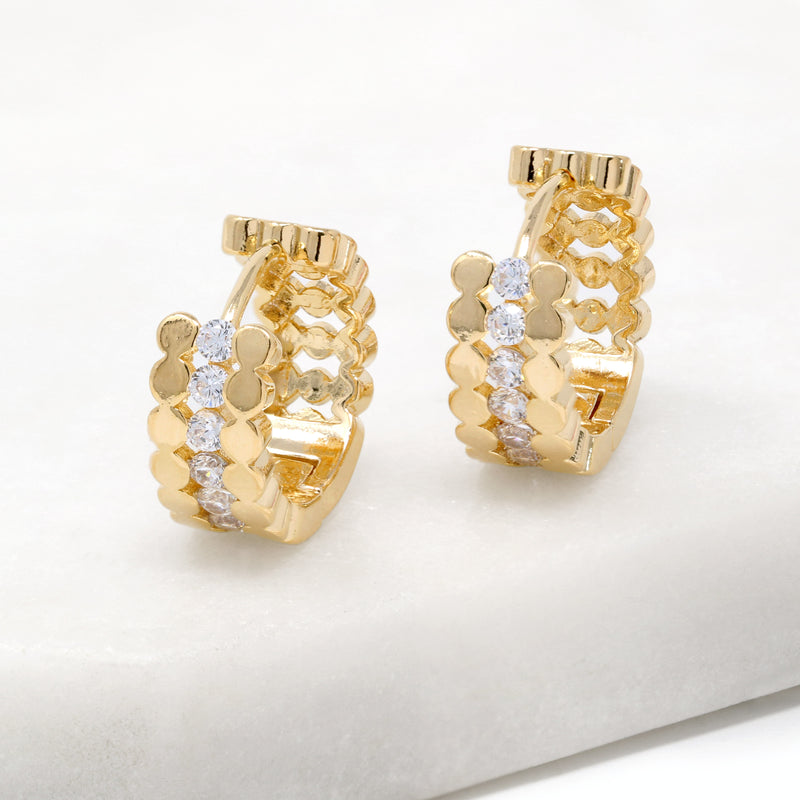 Gold Filled Crystal Huggie Earrings