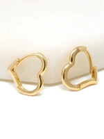 Gold Filled Open Heart Huggie Earrings