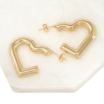 Gold Filled Hollow Heart Hoop Earrings