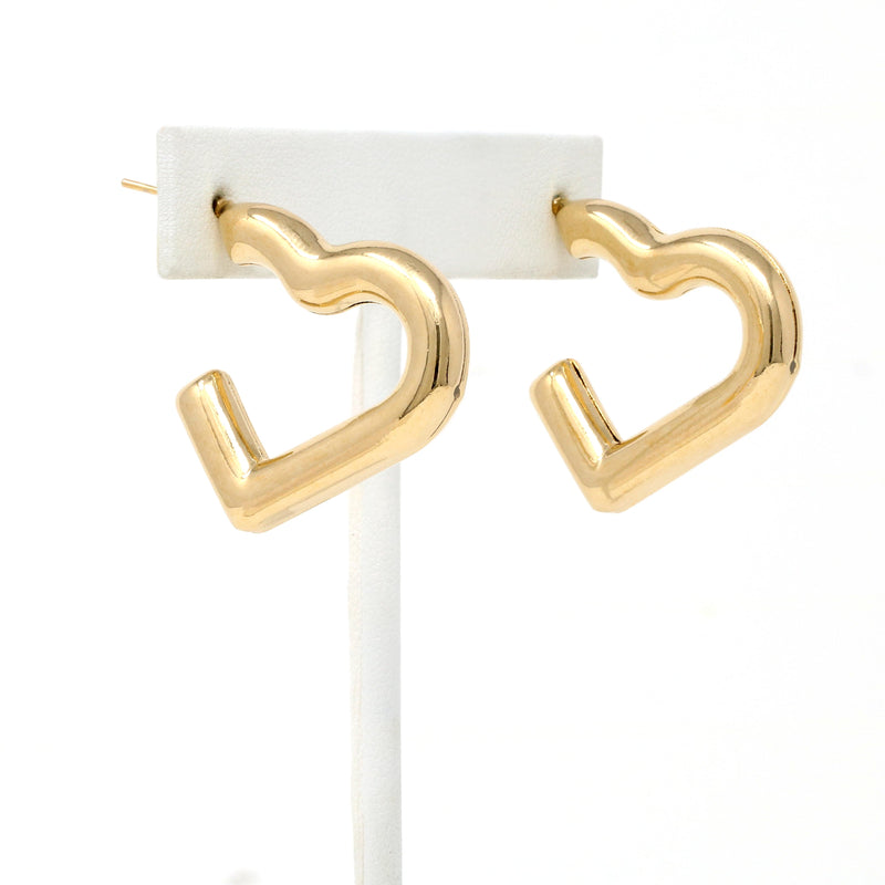 Gold Filled Hollow Heart Hoop Earrings