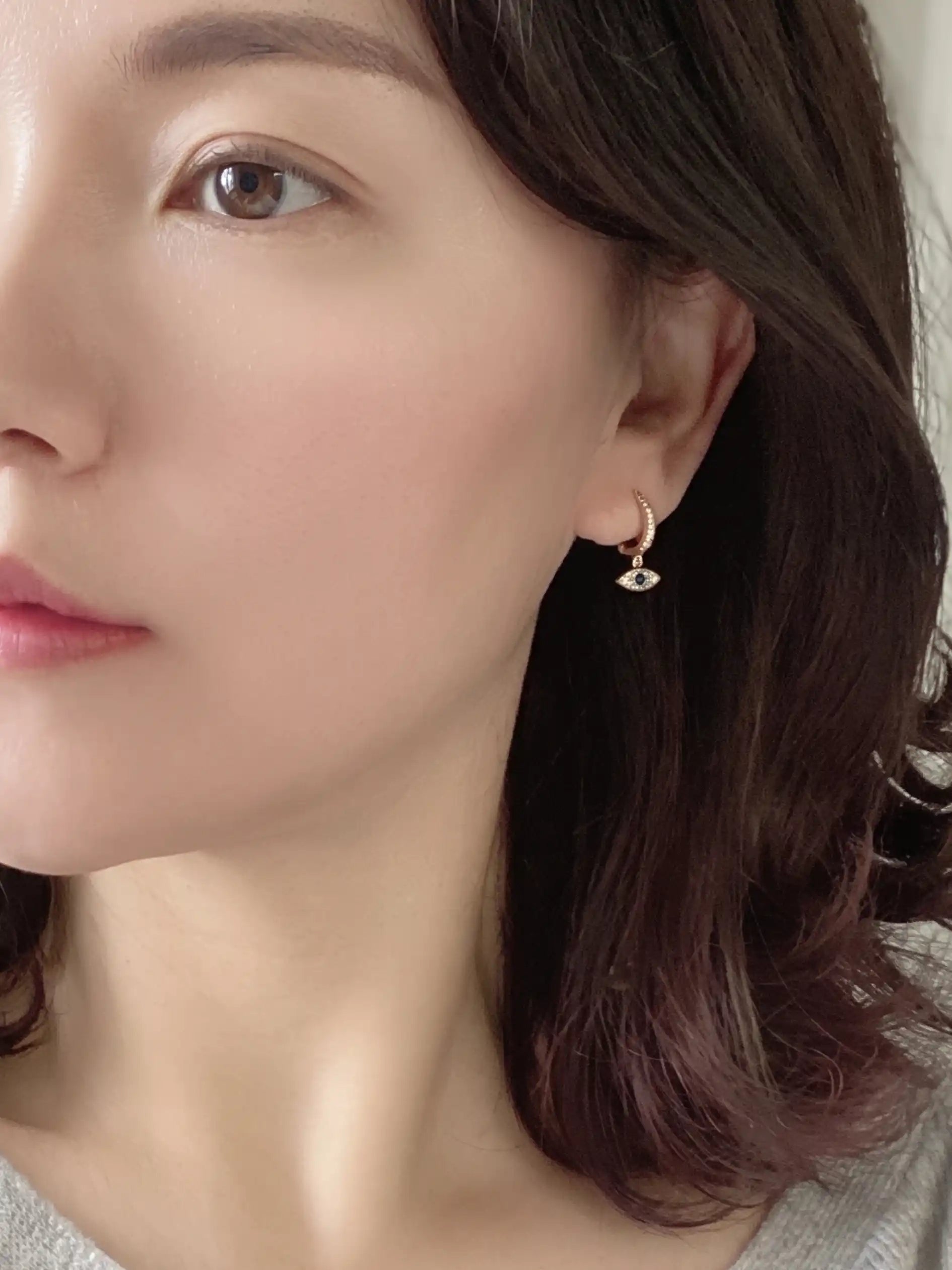 14K Gold Filled Evil Eye Huggie Earrings
