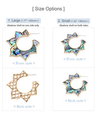 Floral Abalone Shell Hoop Earrings