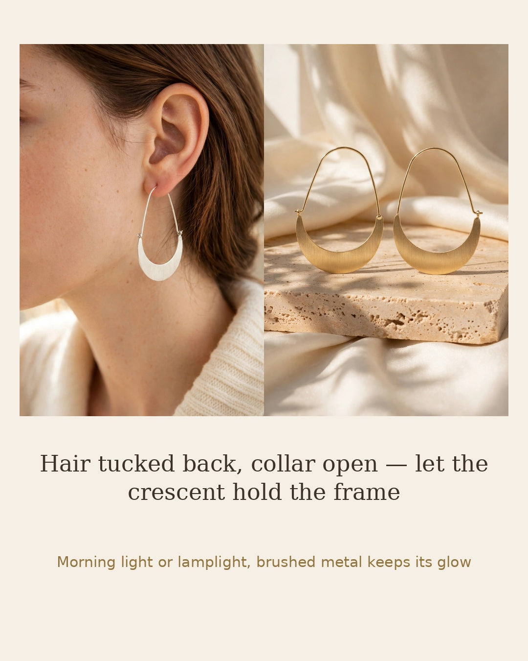 Crescent Metal Hoops Earrings