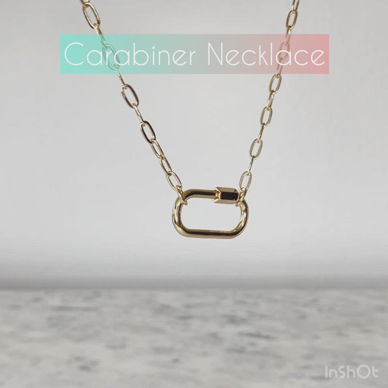 Carabiner Lock Necklace, Gold Carabiner Necklace, Rainbow Baguette  Necklace,small Carabiner Lock,locket Necklace,gold Lock Necklace,24k 