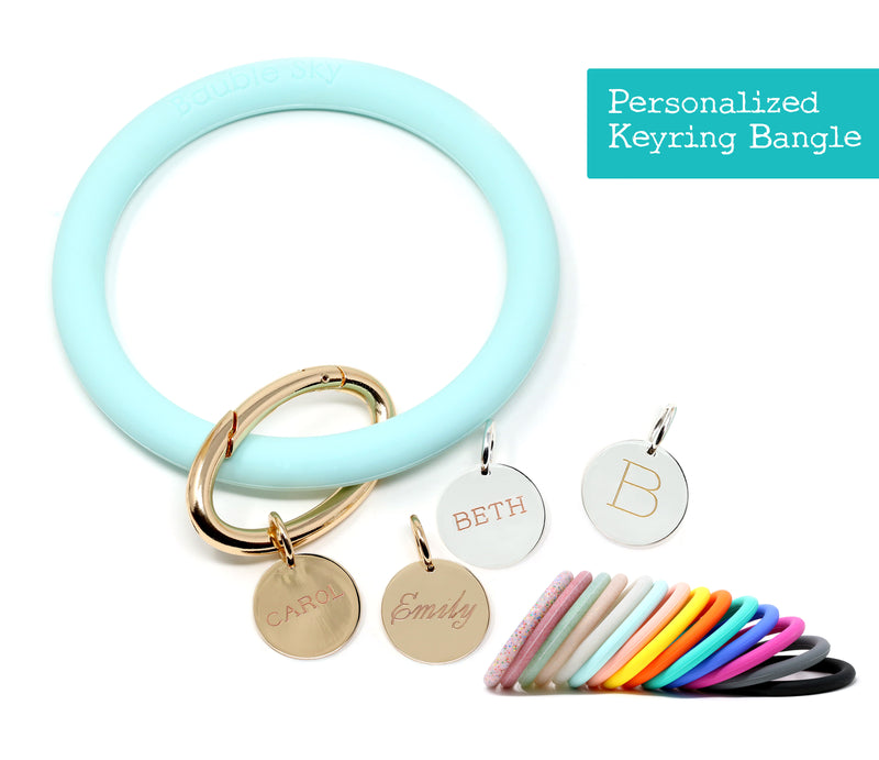 Personalized Silicone Keyring Bracelet with Circle - Bauble Sky