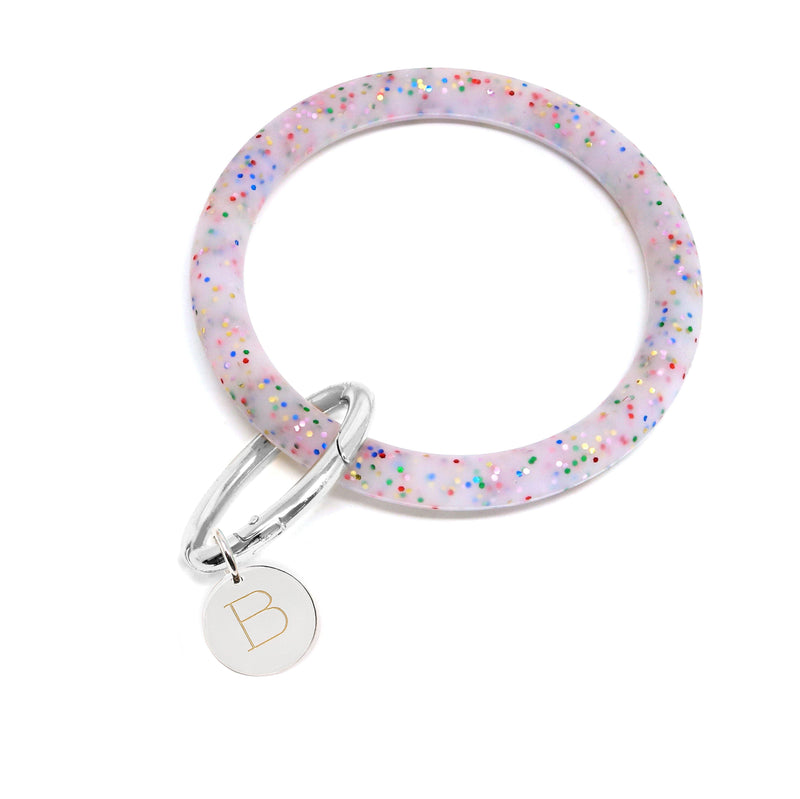 Personalized Silicone Keyring Bracelet with Circle - Bauble Sky