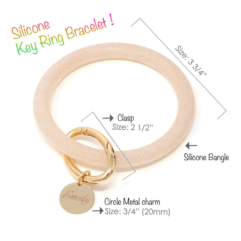 Personalized Silicone Keyring Bracelet with Circle