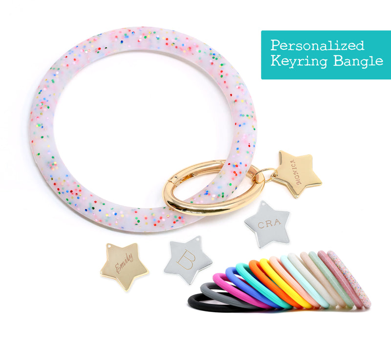 Personalized Silicone Keyring Bracelet with Star - Bauble Sky