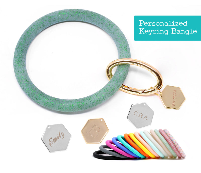 Personalized Silicone Keyring Bracelet with Hexagon - Bauble Sky