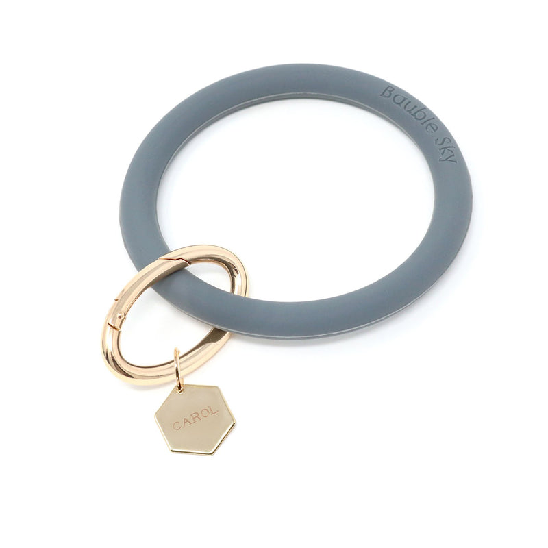 Personalized Silicone Key Ring Bracelet with Hexagon - Bauble Sky