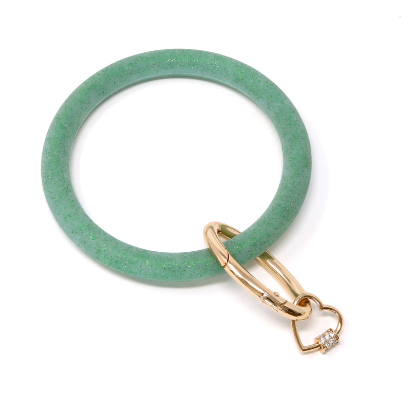 Silicone Key Ring Bracelet with Heart Carabiner Lock - Bauble Sky
