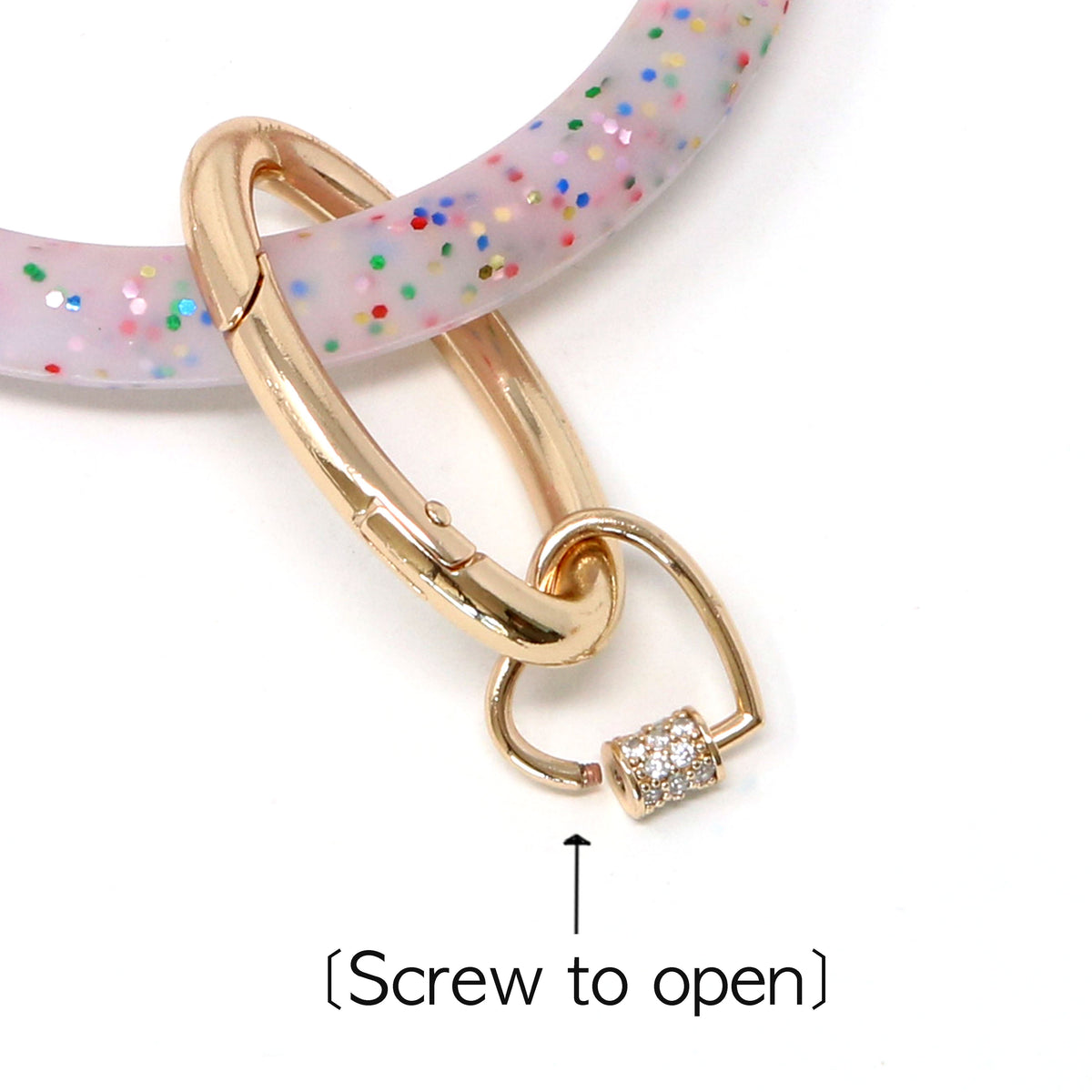 Silicone Key Ring Bracelet with Heart Carabiner Lock - Bauble Sky