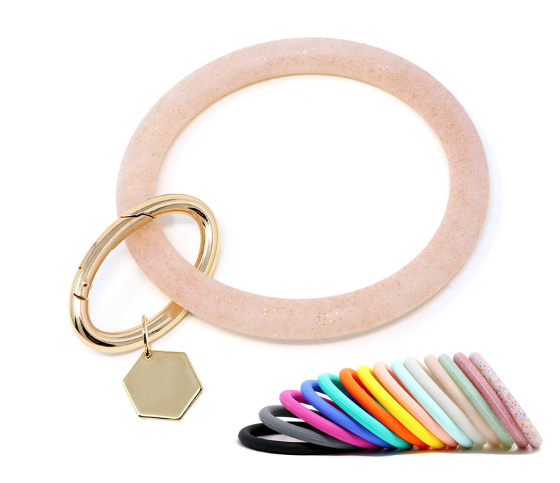 Silicone Keyring Bracelet with Hexagon - Bauble Sky