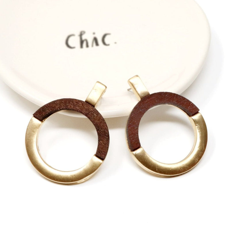 Geometric Wooden Earring - Bauble Sky