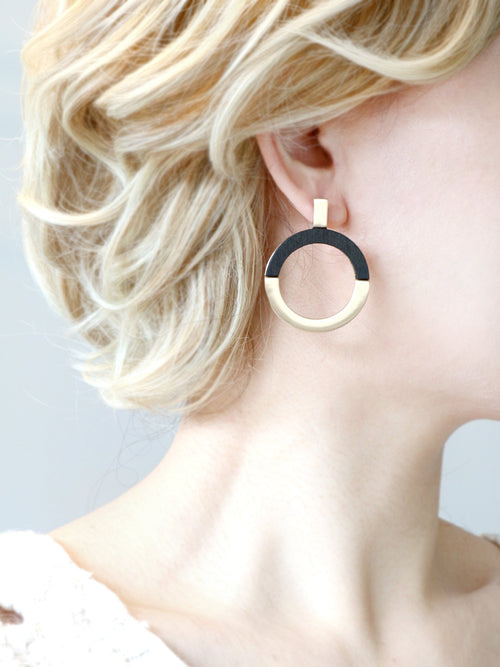 Geometric Wooden Earring - Bauble Sky