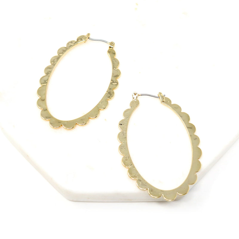 Hammered Metal Oval Hoop Earring - Bauble Sky
