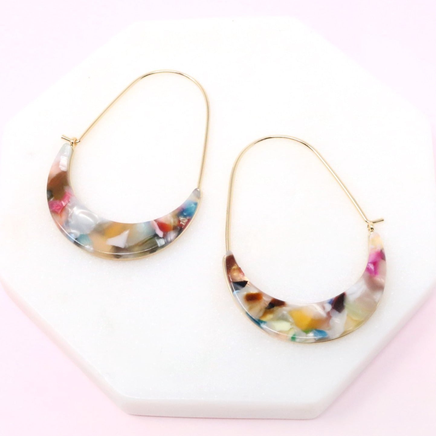 Crescent Hoop Earrings in newest Sterling Silver and Resin