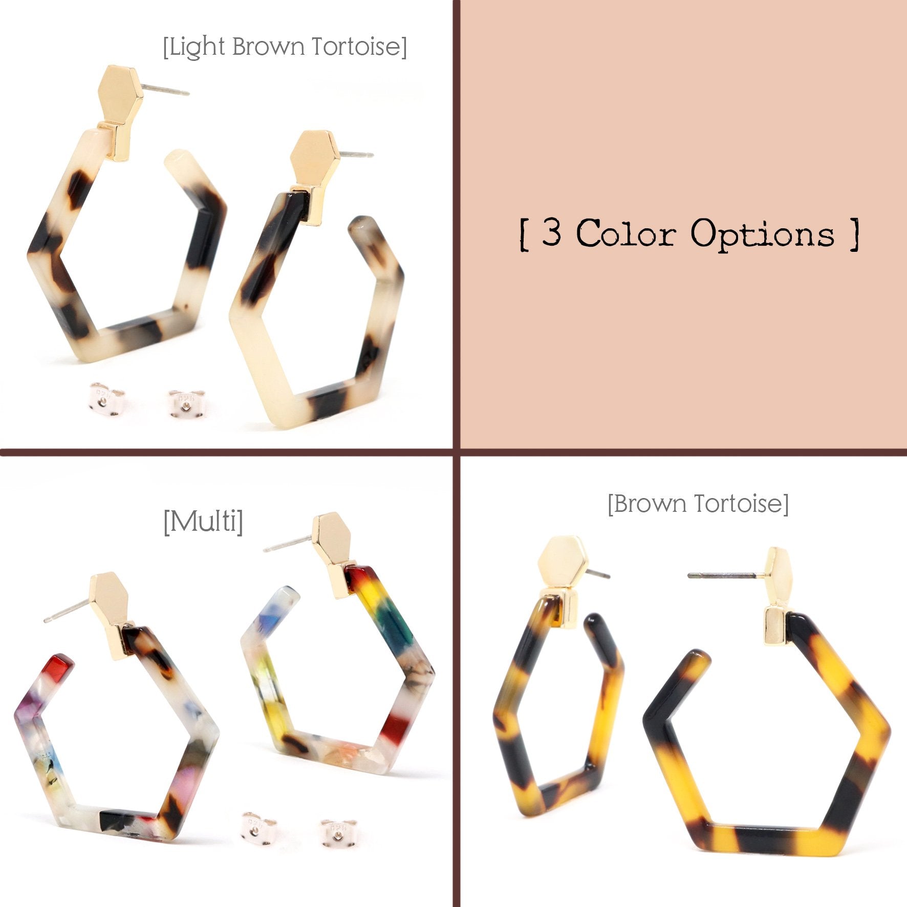 Hexagon Resin Hoop Earring - Bauble Sky