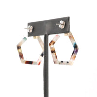 Hexagon Resin Hoop Earring - Bauble Sky