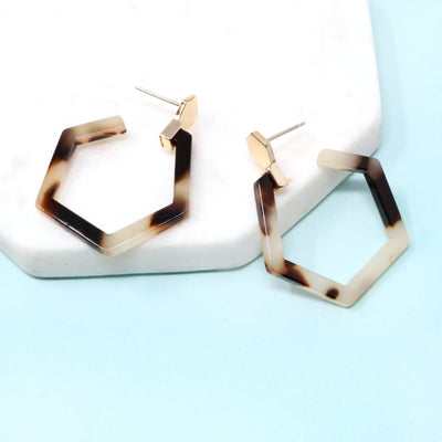 Hexagon Resin Hoop Earring - Bauble Sky