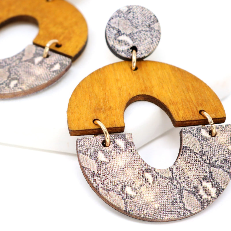 Wooden Circle Statement Earring - Bauble Sky