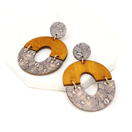 Wooden Circle Statement Earring - Bauble Sky