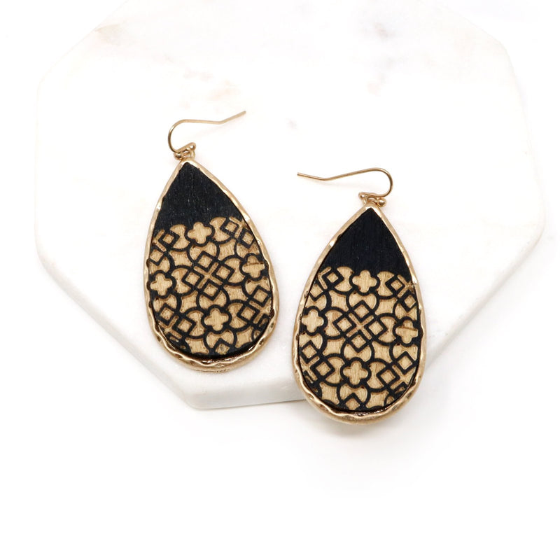 Wooden Teardrop Earring - Bauble Sky