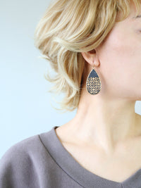 Wooden Teardrop Earring - Bauble Sky