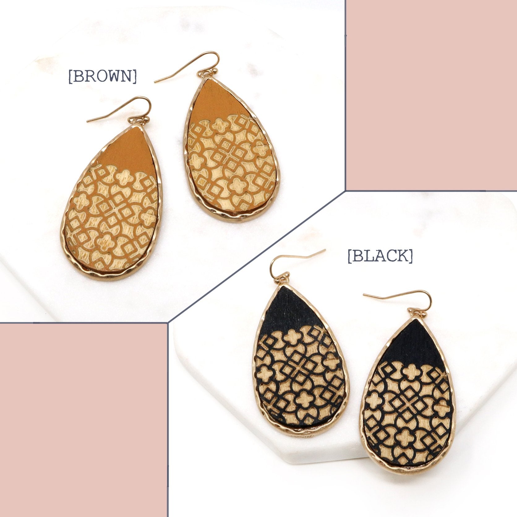 Wooden Teardrop Earring - Bauble Sky