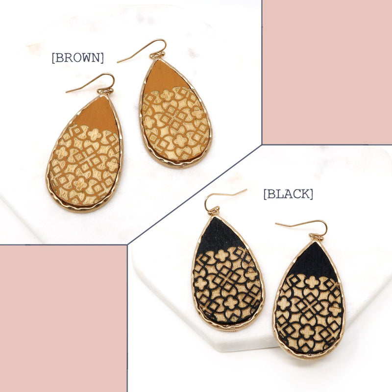 Wooden Teardrop Earring - Bauble Sky