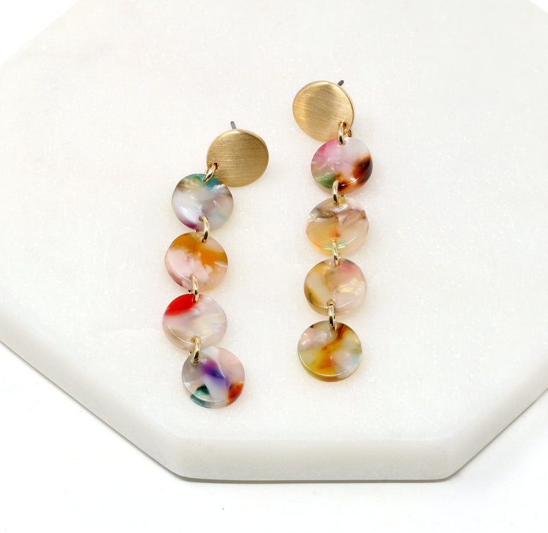 Circle Resin Long Drop Earring - Bauble Sky