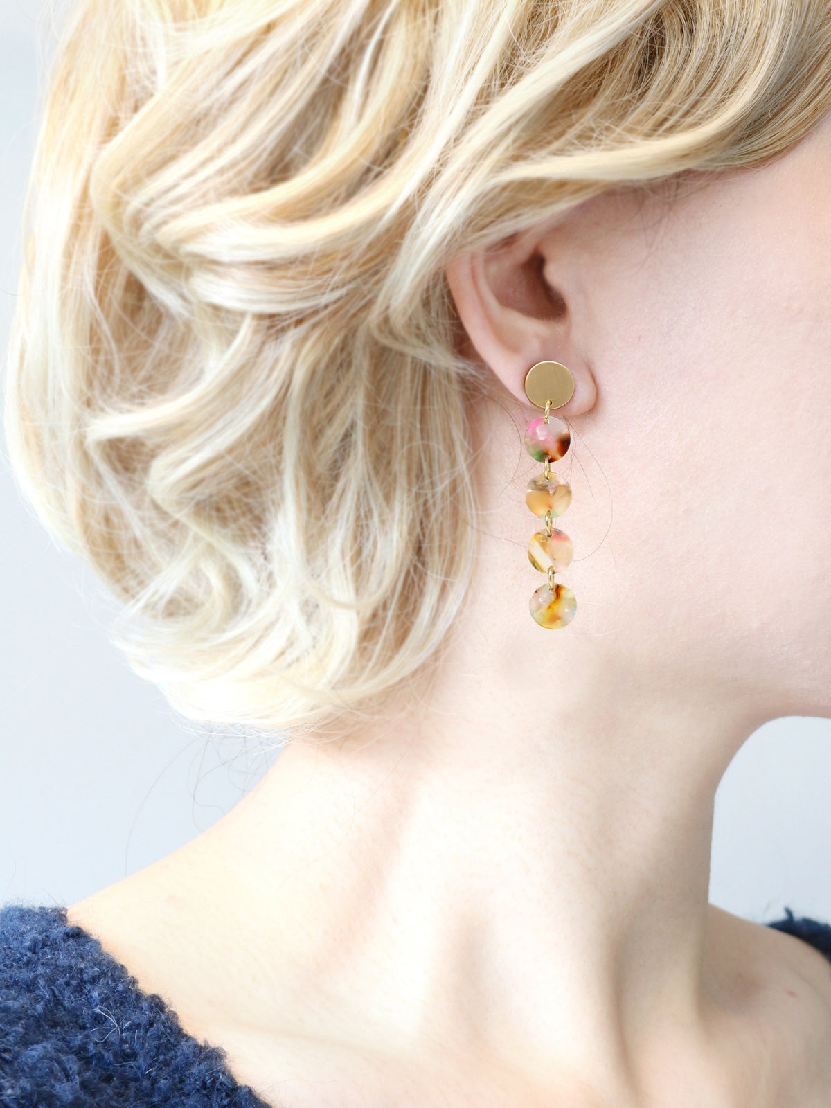 Circle Resin Long Drop Earring - Bauble Sky