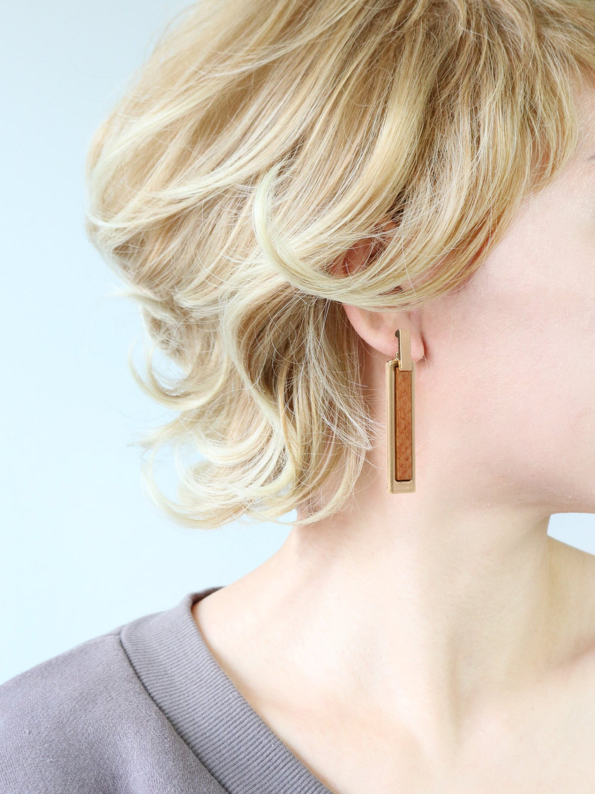 Wooden Bar Earring - Bauble Sky