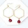 Hexagon Metal with Natural Stone Drop & Dangle Earring - Bauble Sky