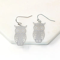 Lightweight Small Filigree Owl Earrings