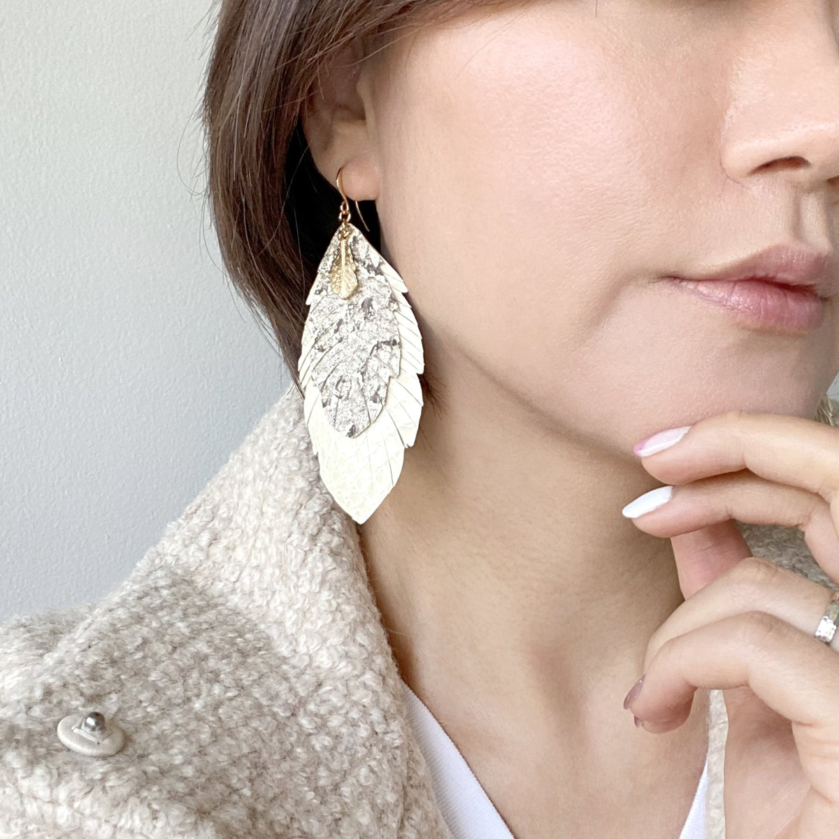 Leather Leaf Earring - Bauble Sky