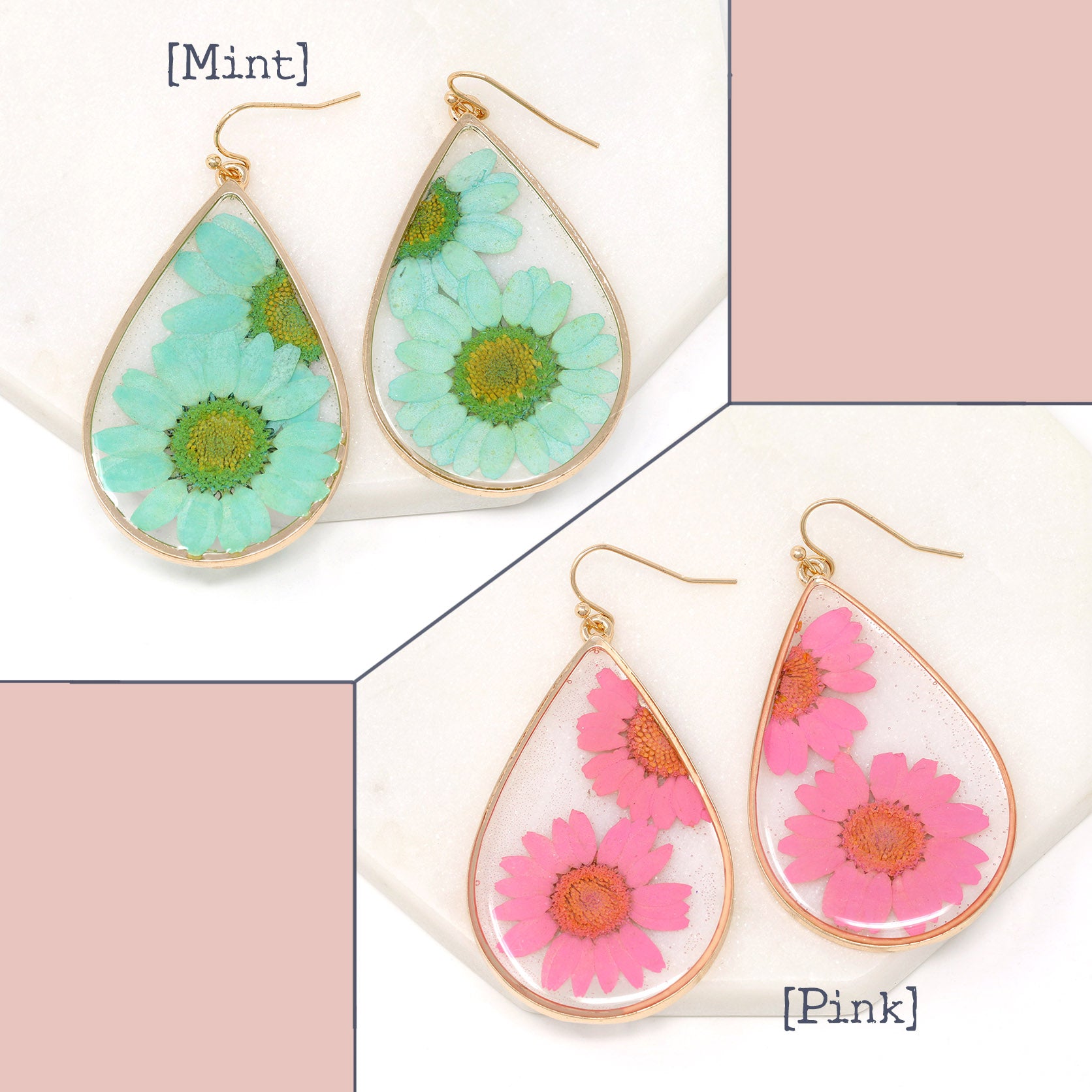 Large Dried Flower Resin Earring