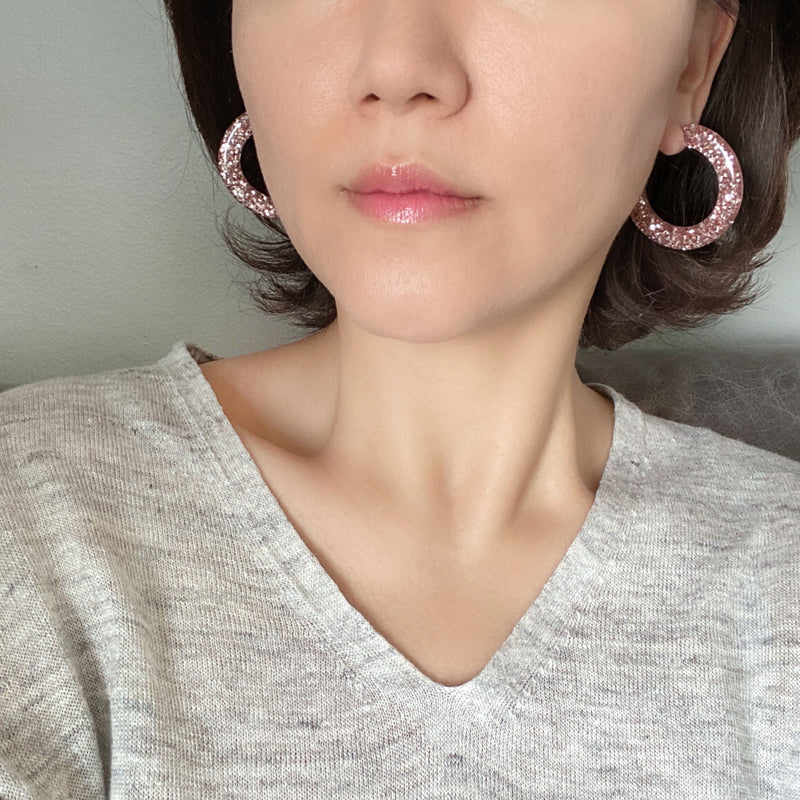 Glitter Resin Hoop Earring