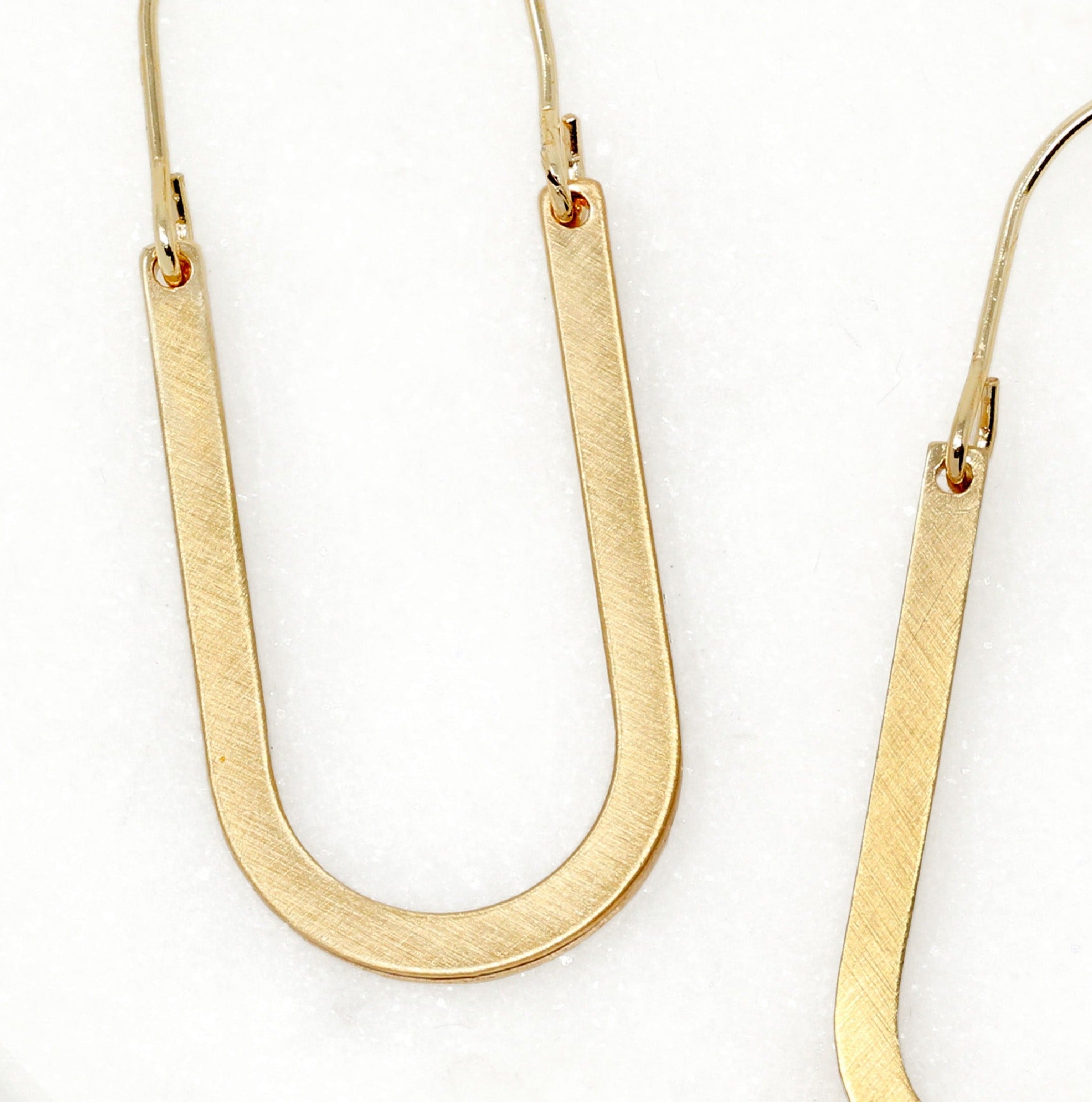Oval Metal Drop Earrings