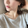 Oval Metal Drop Earrings