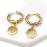 Twist Huggie Earring with Smiley Face