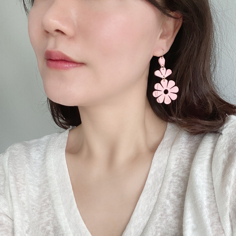 Wooden Daisy Flower Earring