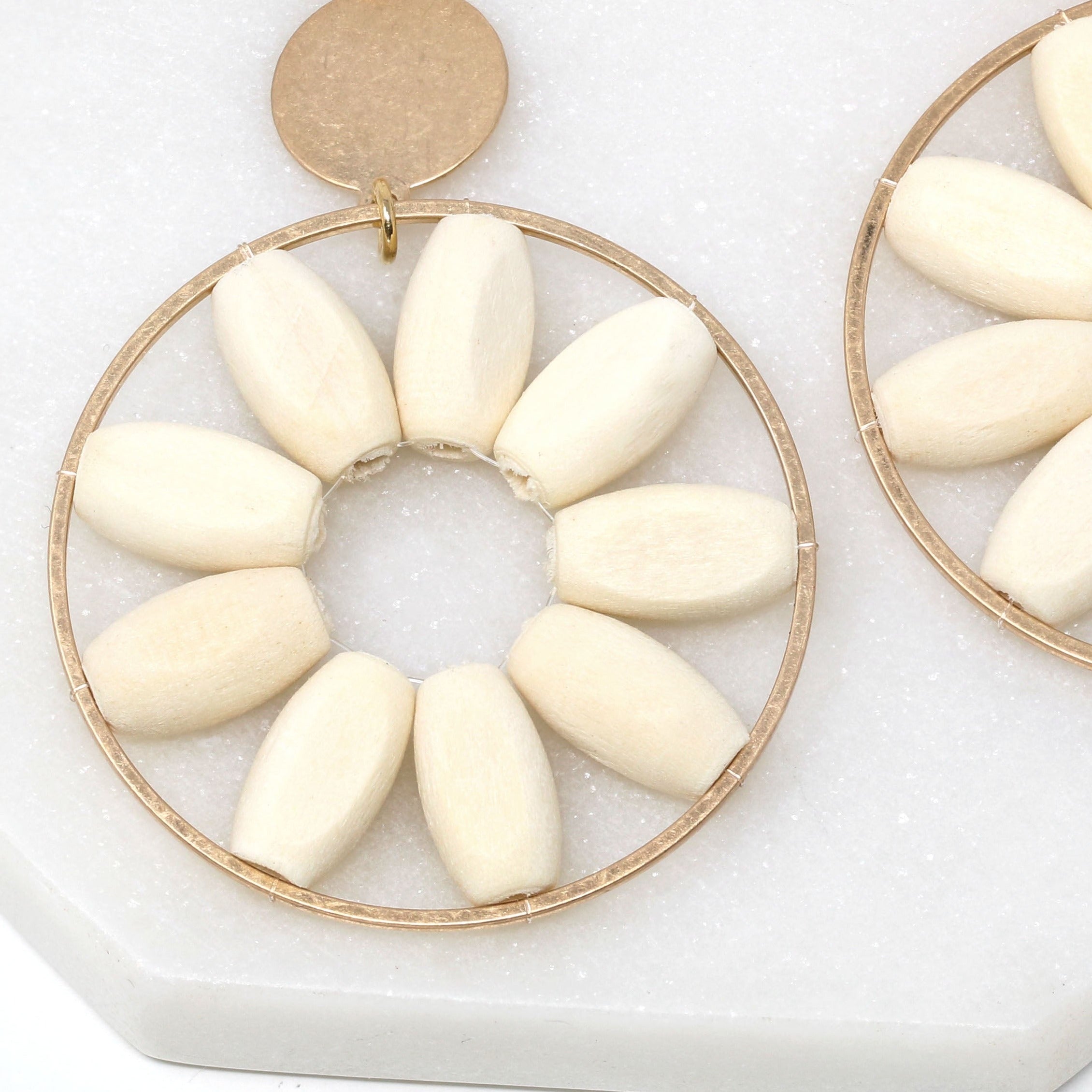 Wooden Floral Dangle Earrings