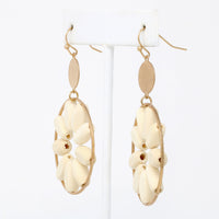 Wooden Floral Dangle Earrings
